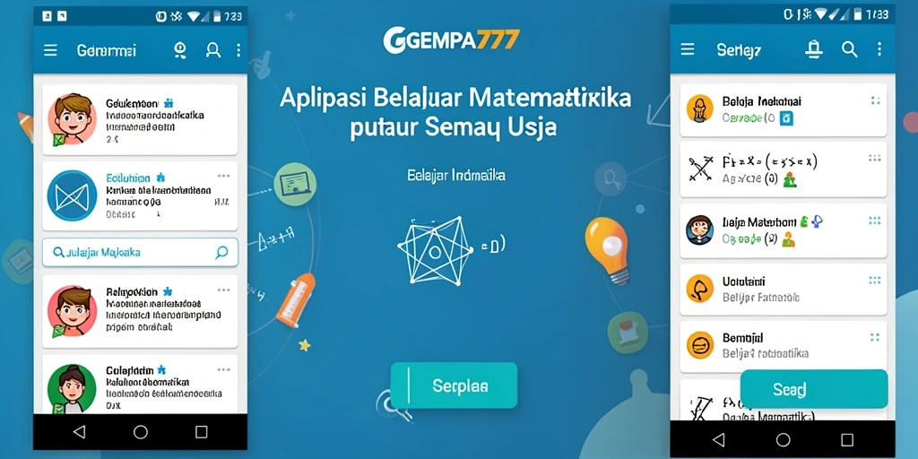 Tampilan antarmuka aplikasi GEMPA777 untuk belajar matematika dengan mudah.