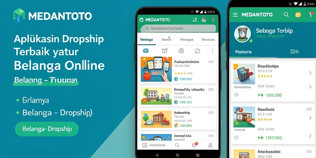 Tampilan antarmuka pengguna aplikasi MEDANTOTO untuk belanja Dropship.